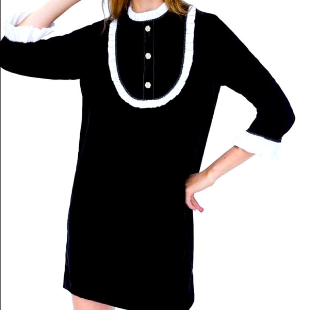 Zara contrast black velvet dress